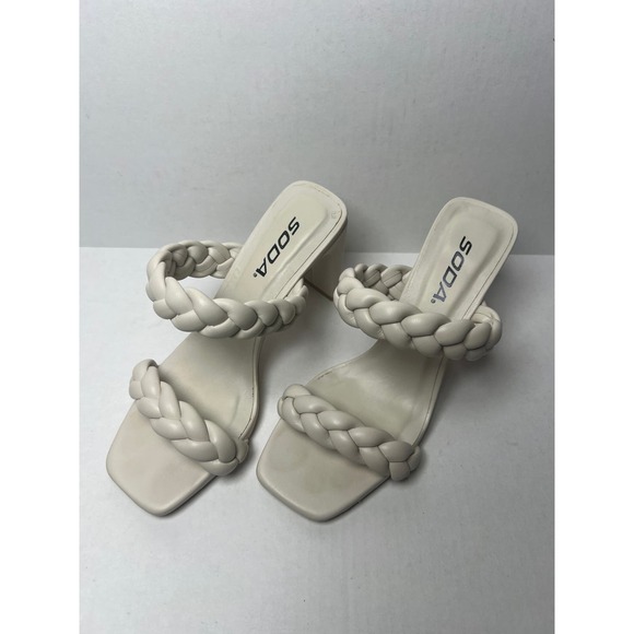 Soda Cream Colored Braided Block Style Heel Size 6 - Picture 4 of 7